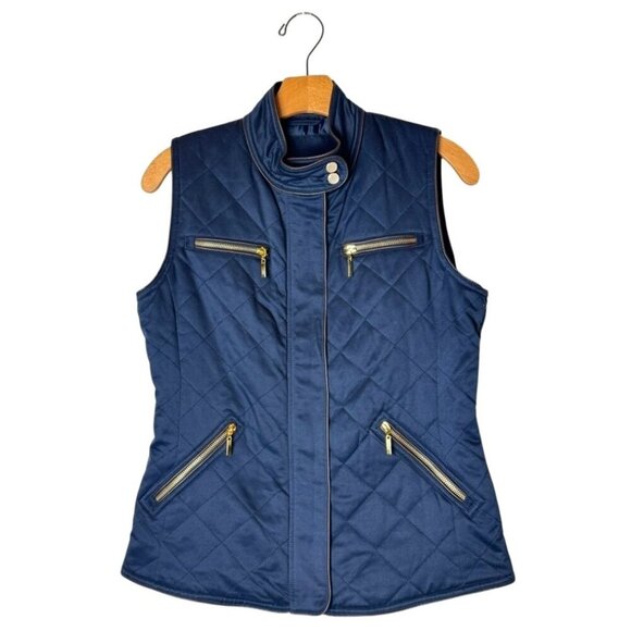 Pendleton Vest Women Small Navy Blue Quilted Full Zip‎ Outdoor Outerwear Preppy - Picture 1 of 12